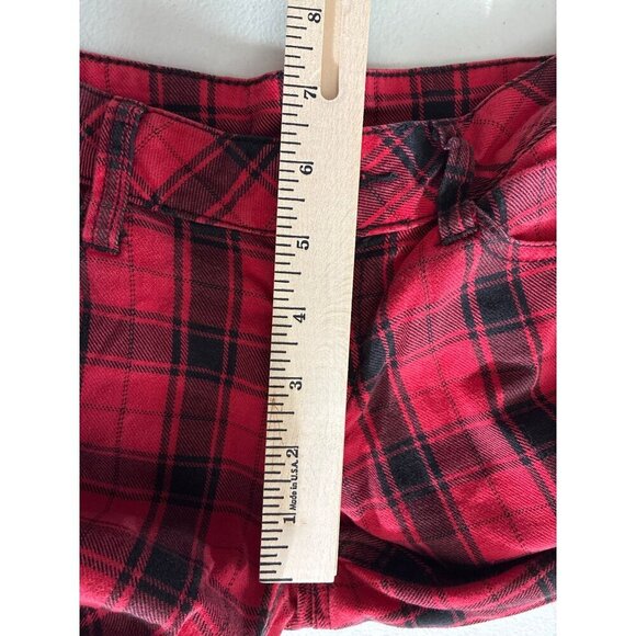 City Streets Pants Womens Size 1 Red & Black Plaid Cotton - Picture 7 of 9